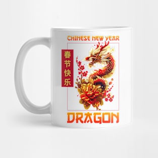 Vibrant Golden Dragon: Popping Chinese New Year Mug